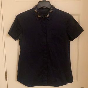 J Crew Button Down with Jeweled Collar